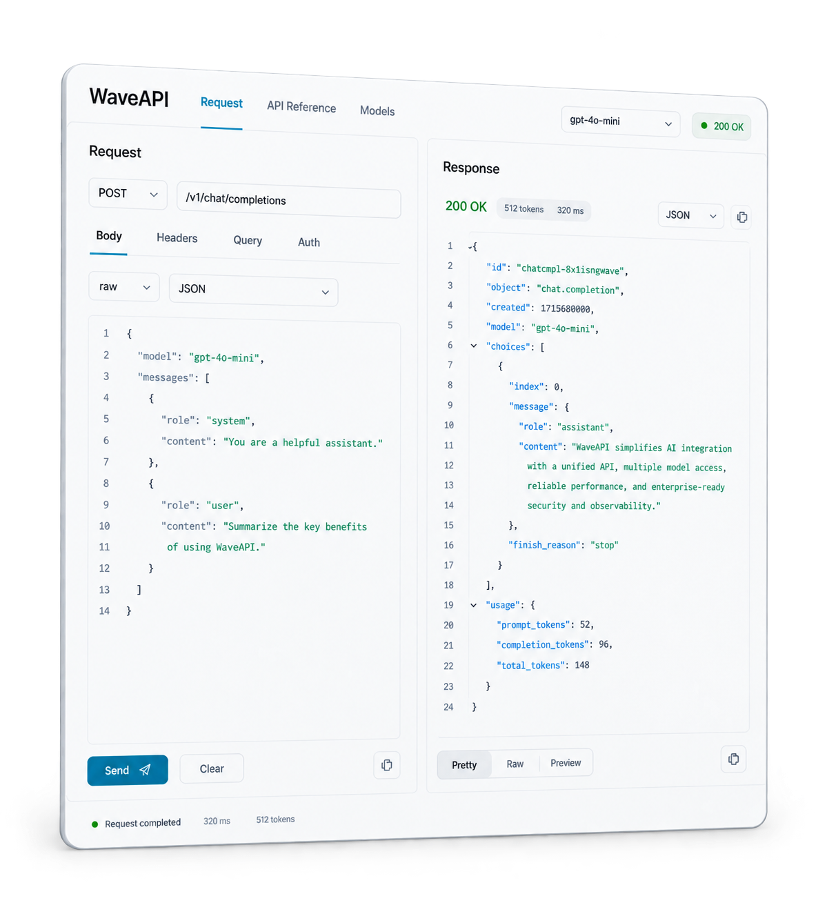 WaveAPI request and response workbench